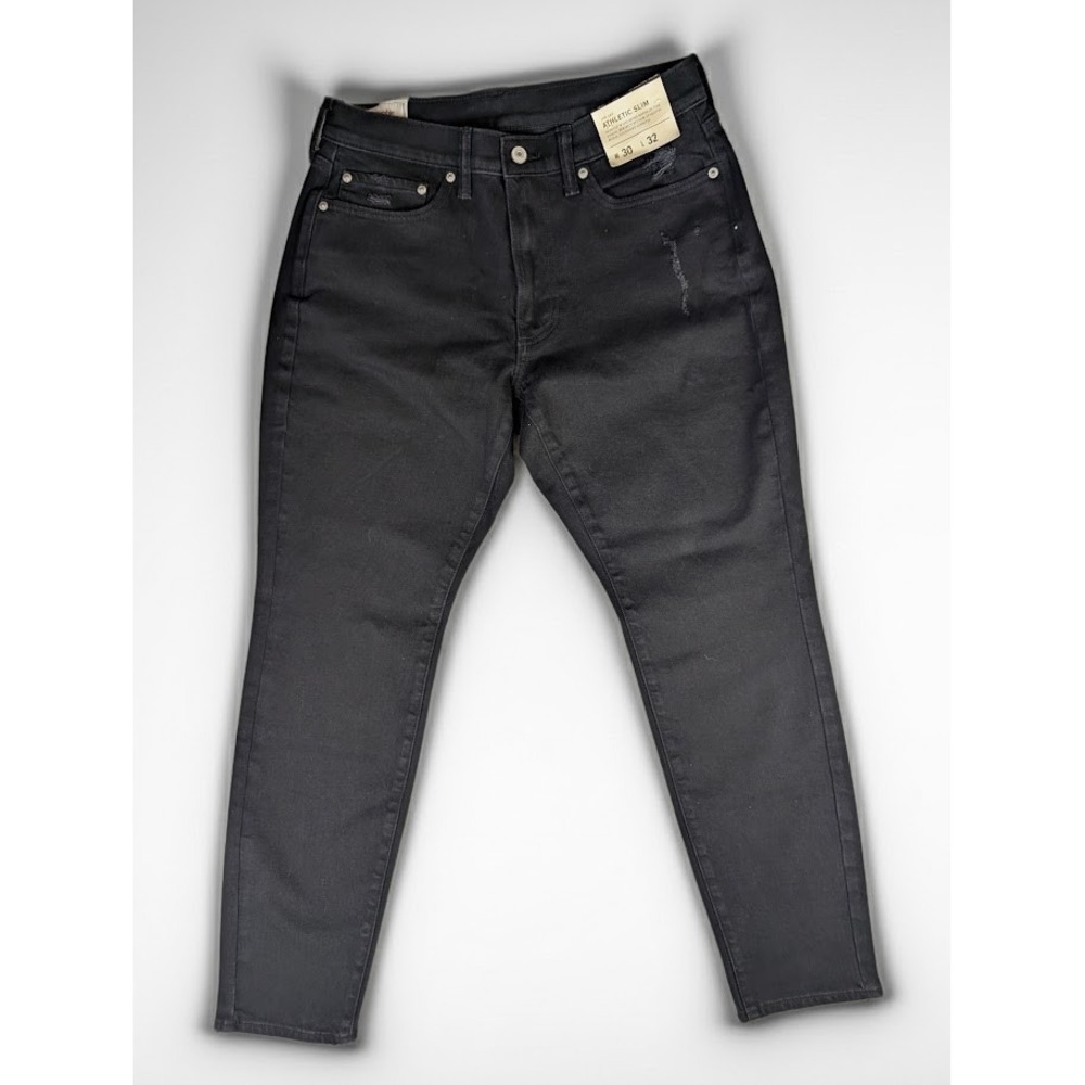 Abercrombie & Fitch Athletic Slim Stretch Distressed Black Jeans Men's 30x32